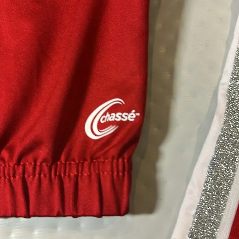 Chasse Cheer Adult Medium red long sleeve crop top dance NWOT
